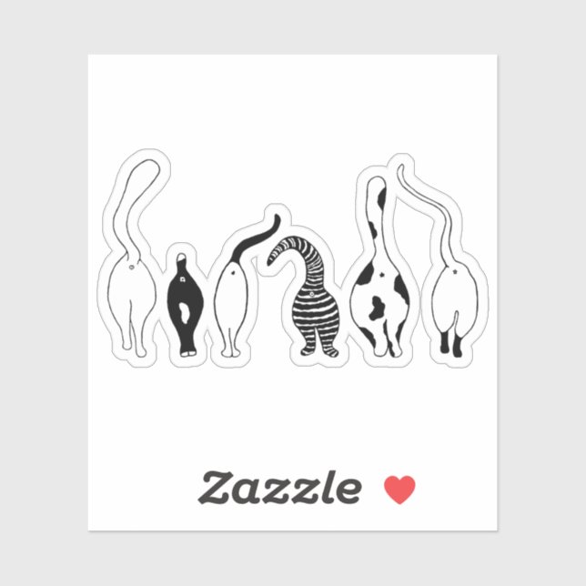 Cat Butts Custom-Cut Vinyl Stickers (Feuille)