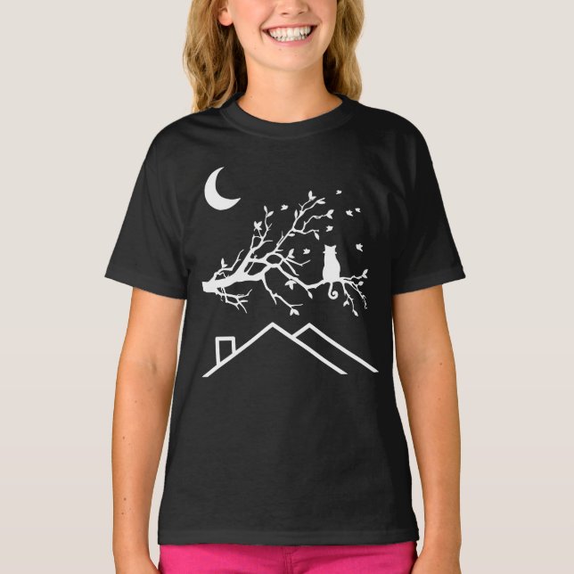 Cat Chilling under the Night Sky - Kid's T-Shirt (Devant)