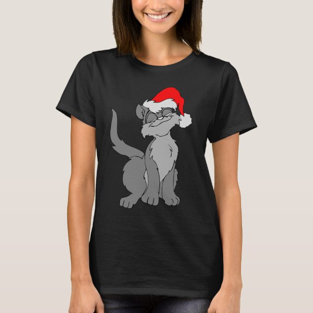 CAT CHRISTMAS CHAT AVEC SANTA HAT T-SHIRTS (Devant)