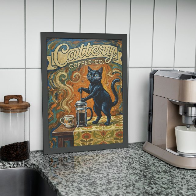 Cat Coffee Lovers Wall Art Print Poster (Créateur téléchargé)