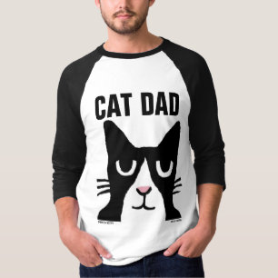 CAT DAD TUXEDO CAT (Panda Kitty Cartoon) T-SHIRTS