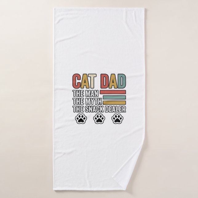 Cat Dad Vintage Funny Snack Dealer Shirt Design_1 (Serviette de bain)