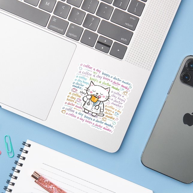 cat doctor stickers (Ordinateur portable avec iPhone)