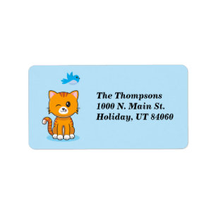 Cat étant malicieux / Étiquettes d'adresse de reto