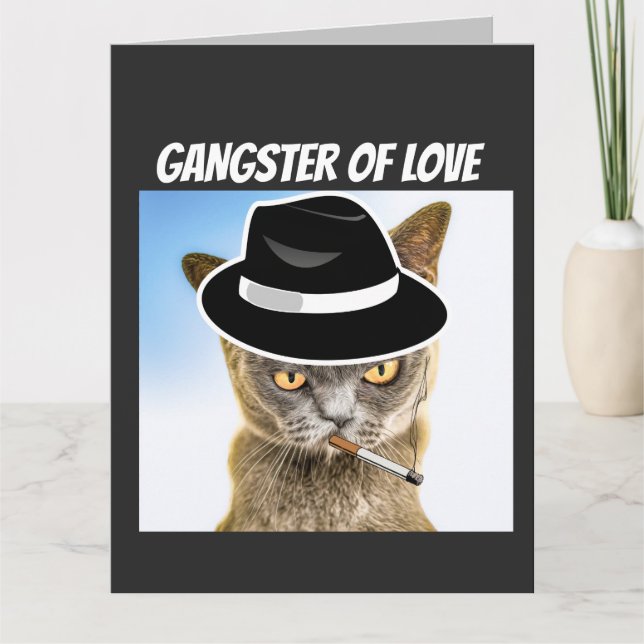 CAT GANGSTER ANNIVERSAIRE SUPERTAILLÉE Carte de vo (Devant)