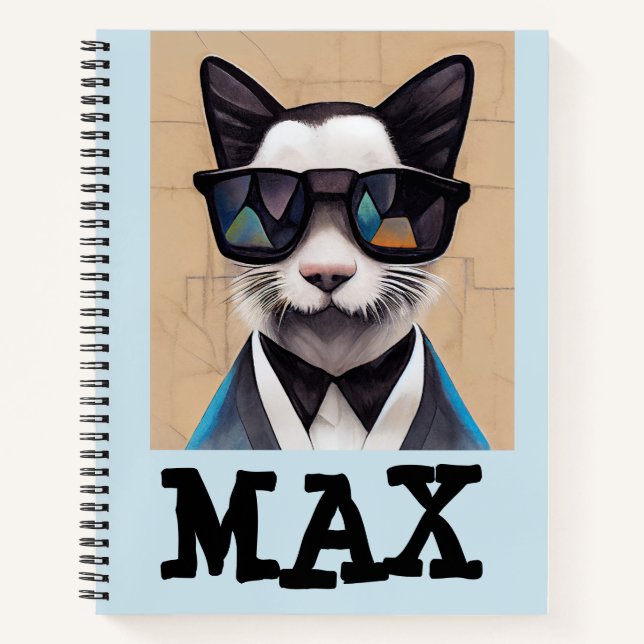 CAT GARÇONS SPIRAL PERSONNALISÉ NOM CARNET (Devant)