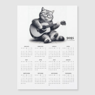 Cat Guitariste 2025 Calendrier magnétique Musical