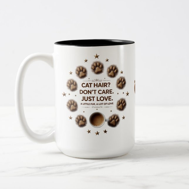 Cat Hair Don’t care 15oz Mug - Funny & Furry Cat (Gauche)
