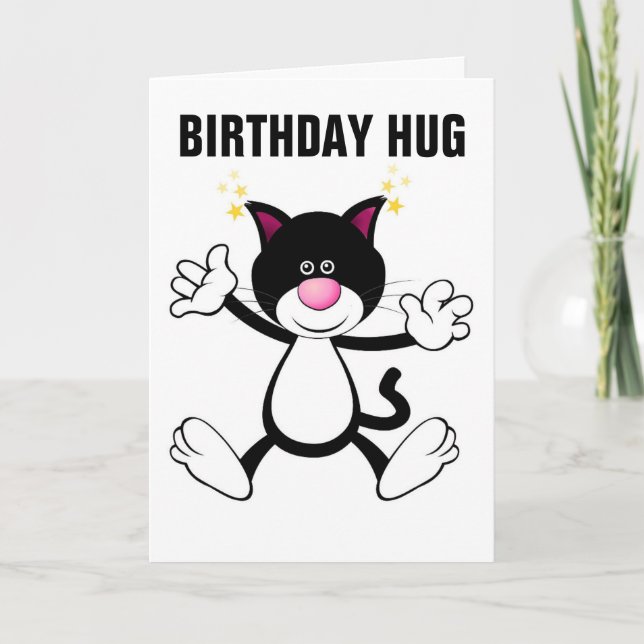 CAT HUG HEUREUX CARTES DE SALUT D'ANNIVERSAIRE (Devant)
