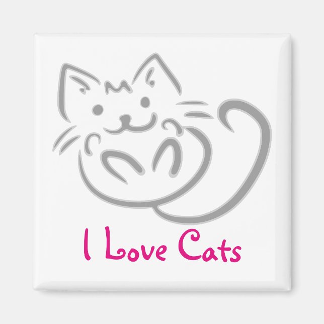 Cat Hug I Love Cats Magnet (Devant)