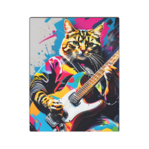 Cat joue de la guitare, graffiti rock