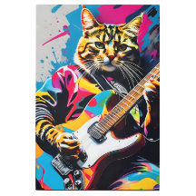 Cat joue de la guitare, graffiti rock