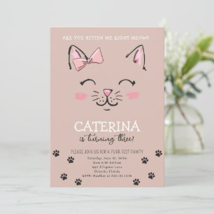 Cat Kitten Invitation de fête d'anniversaire
