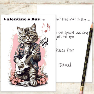 Cat Love Chanson Musicien Carte Heureuse Sainte-Va
