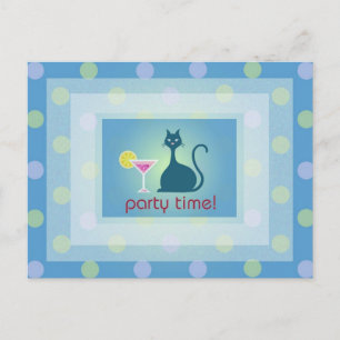 Cat Love Cocktail Design Party Inviation Carte pos