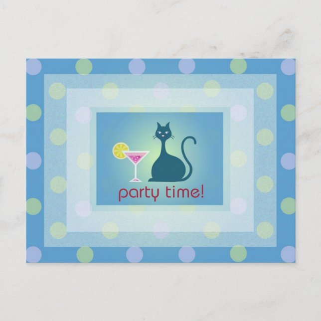 Cat Love Cocktail Design Party Inviation Carte pos (Devant)
