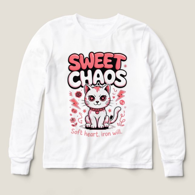 Cat Lover Cute Sweet Chaos Girls Tee (Motif recto)