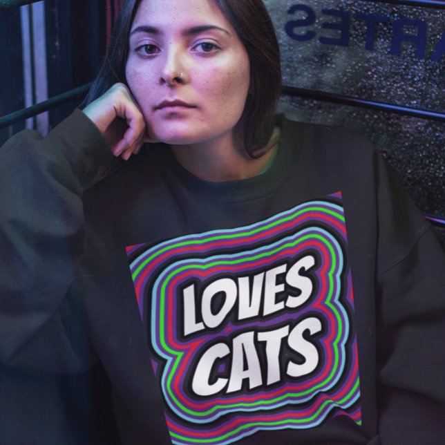 CAT LOVES RETRO CAT T-SHIRTS (Créateur téléchargé)