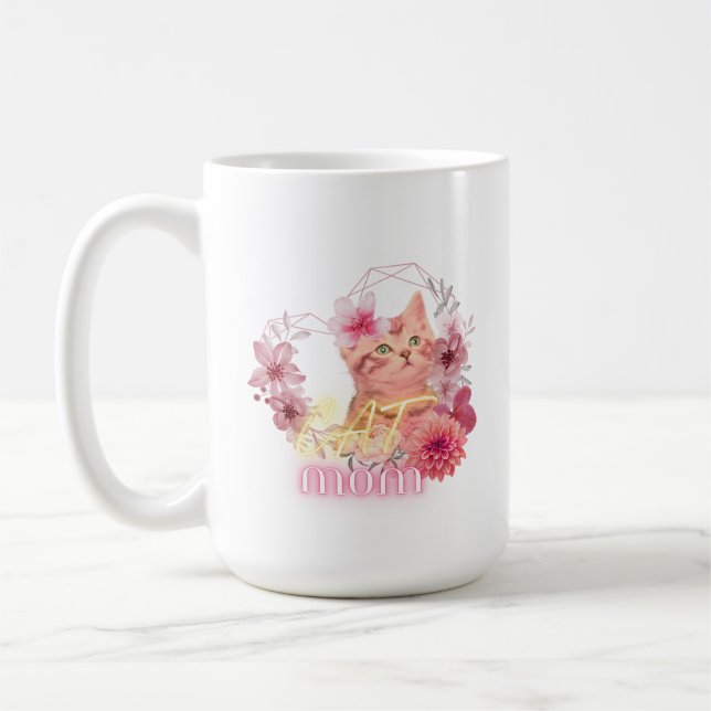 Cat Maman Mug - Cute Floral Kitten Coffee Coffee (Gauche)