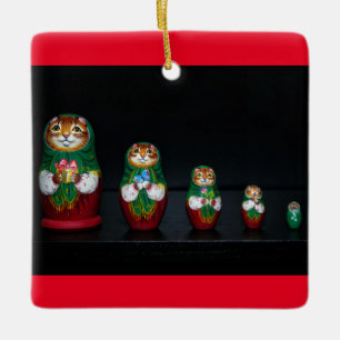 Cat Matryoshka ornement en céramique de Noël