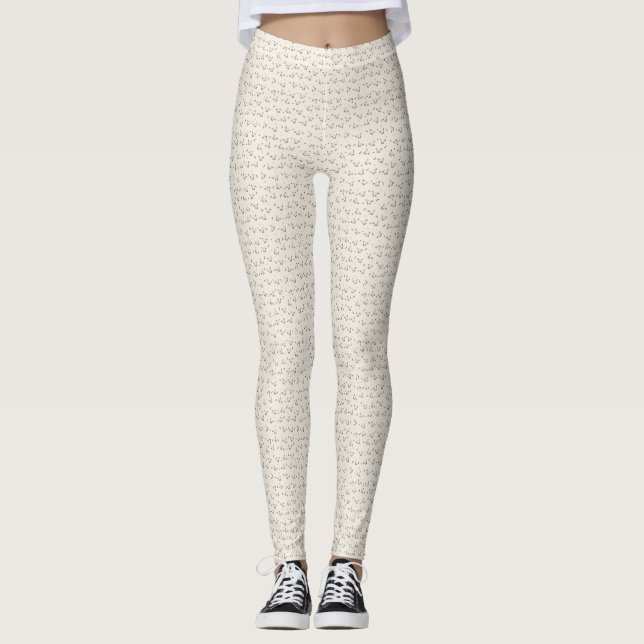 Cat Microprint Leggings – Soft Beige (Devant)
