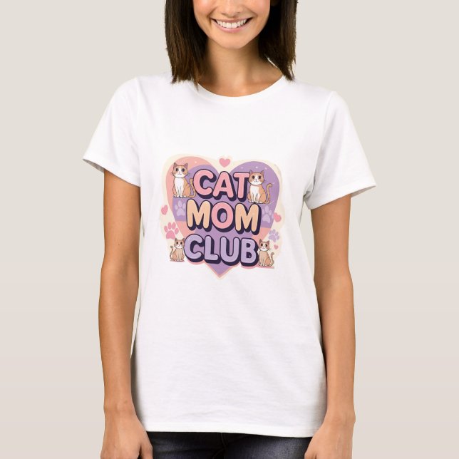 Cat Mom Club - Joli T-shirt féminin style rétro (Devant)