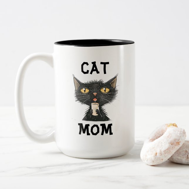 Cat Mom Coffee Mug (Avec donut)