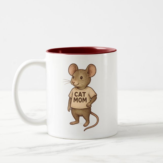 Cat Mom Coffee Mug - Cute Mouse (Gauche)
