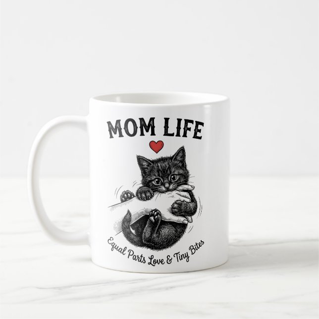 Cat Mom Coffee Mug | Mom Life Cute Kitten Funny  (Gauche)