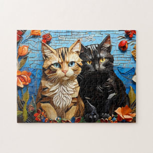 Cat Mosaic Vitrail Design Puzzle