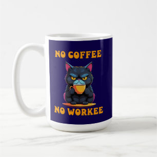 Cat No Café No Workee Funny Feline Mug Cadeau