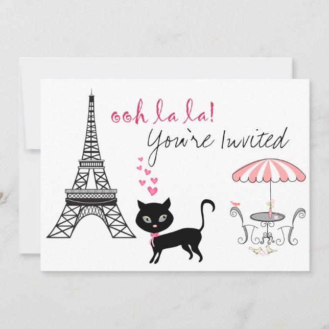 Cat Paris Invitation d'anniversaire (Devant)