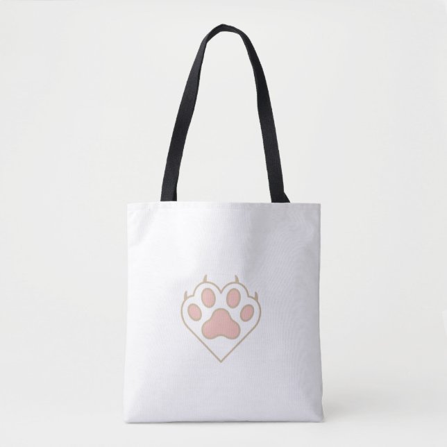 Cat Paw Heart Love Tote Bag (Devant)