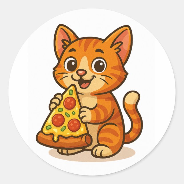 Cat Pizza Party – Cute Cartoon Cat Sticker (Devant)