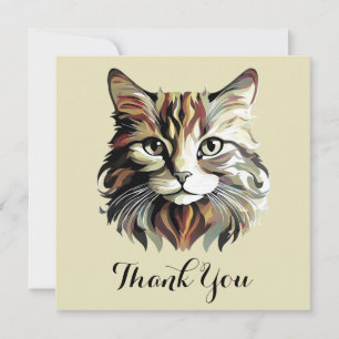 Cat Portrait Art Design Carte de remerciements