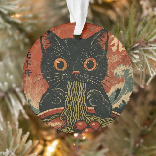 Cat Ramen Japonais drôle Graphisme Kawaii Cat Anim (Arbre)