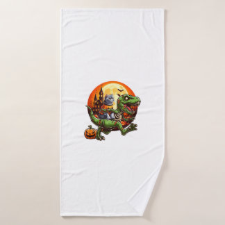 Cat Riding Horreur T-rex Comme Zombie Halloween En
