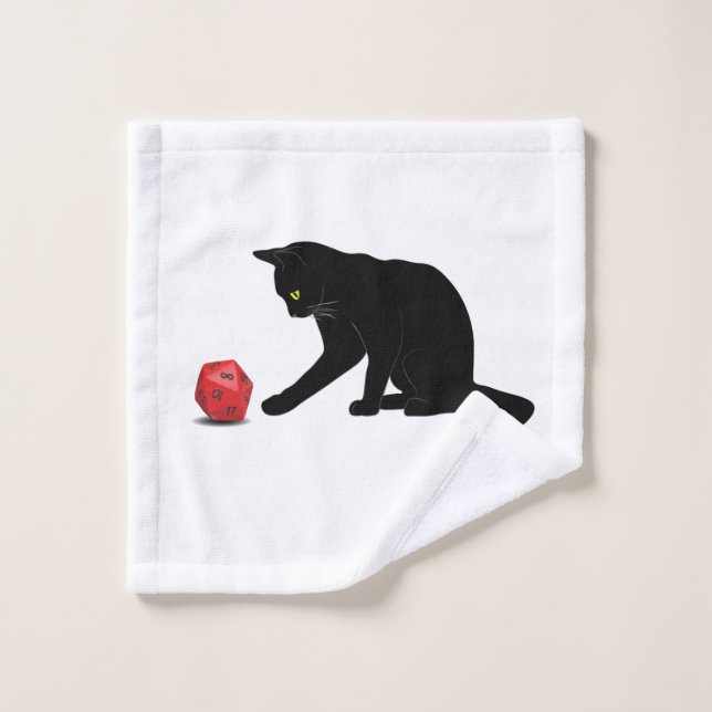Cat Rolling Dice RPG Rôle Jeu Jeux Jeu Jeu Lov (Gant de toilette)