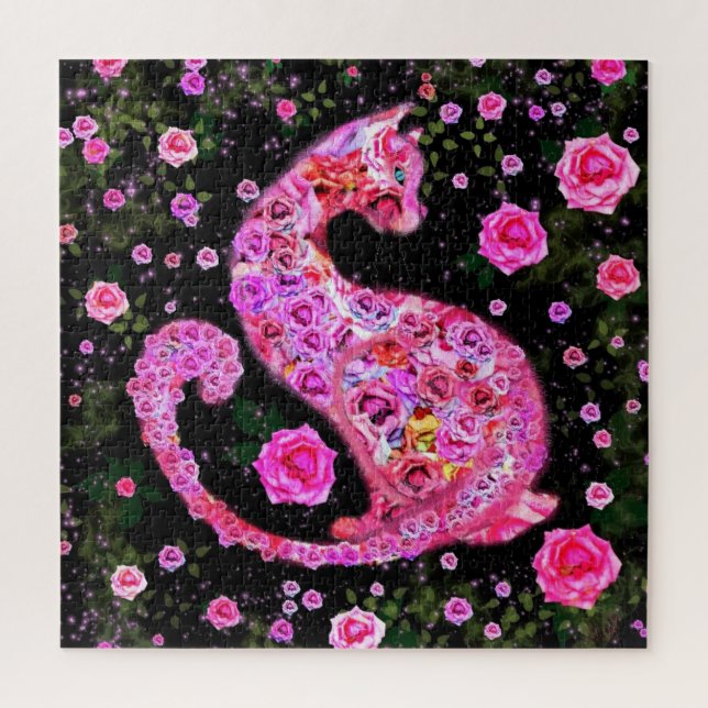 Cat Rose Jigsaw Puzzle - Peinture - Rose (Vertical)