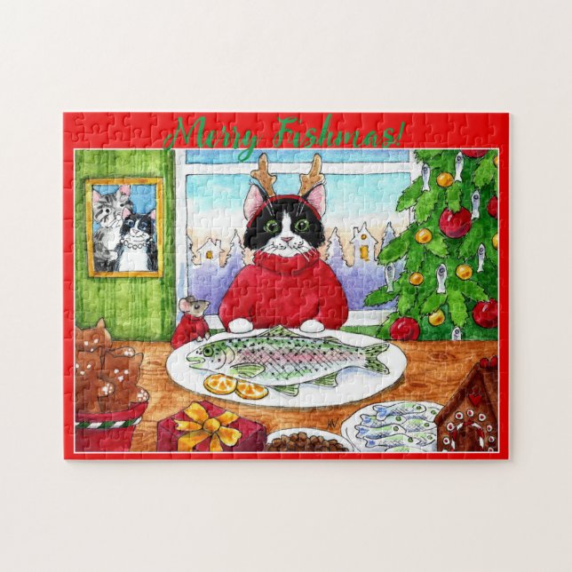 Cat, souris Noël puzzle puzzle (Horizontal)