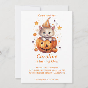 Cat Surprise en Citrouille : Invitation de fête d'