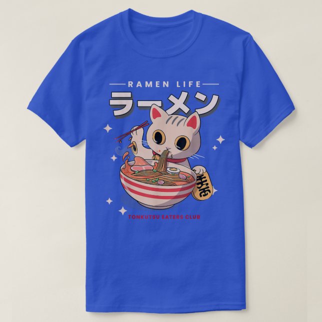 Cat Tshirt Ramen  Kawaii Anime Tee Japanese Gift  (Design devant)