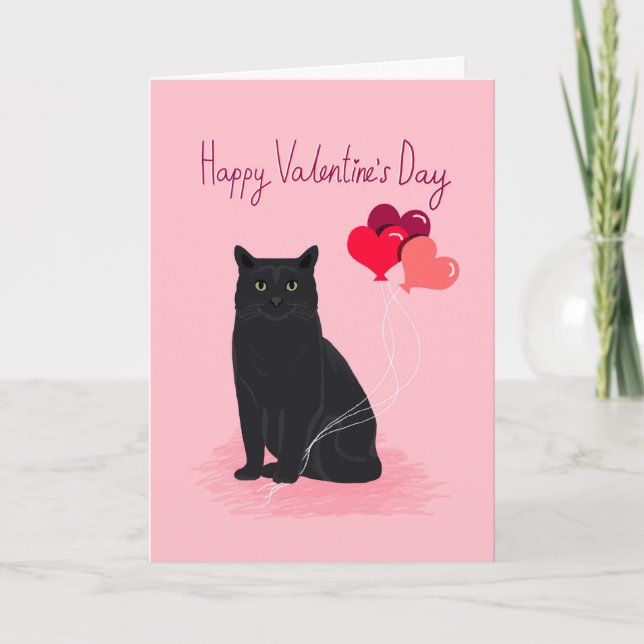 Cat Valentines Carte de jour - chat mignon (Devant)