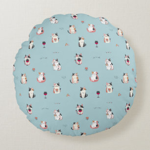 Cat & Wine Round Coussin : Amusant et design origi