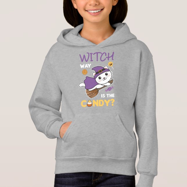 Cat Witch Witch Way Is The Candy Happy Halloween (Devant)
