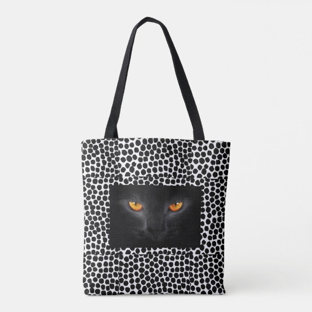 Cat yeux noir & blanc poka point sac fourre-tout (Dos)