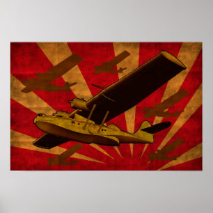 Catalina Bateau Volant Sea Plane Retro Poster