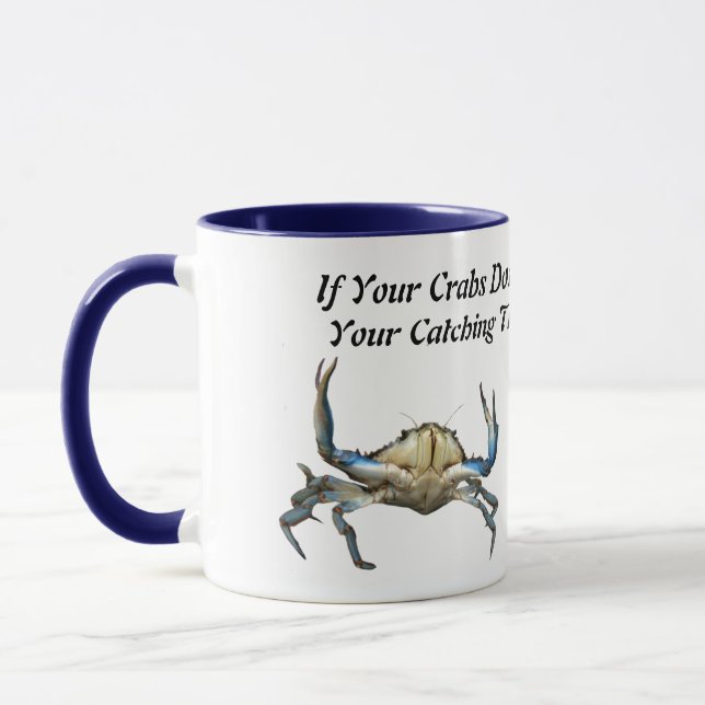 Catching Crabs, Drôle, Bleu Combo Coffee Mug (Gauche)