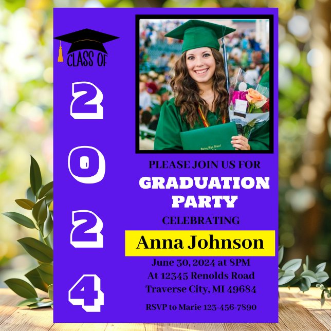 Catégorie d'année Bleu Graduation Party Invitation (Créateur téléchargé)