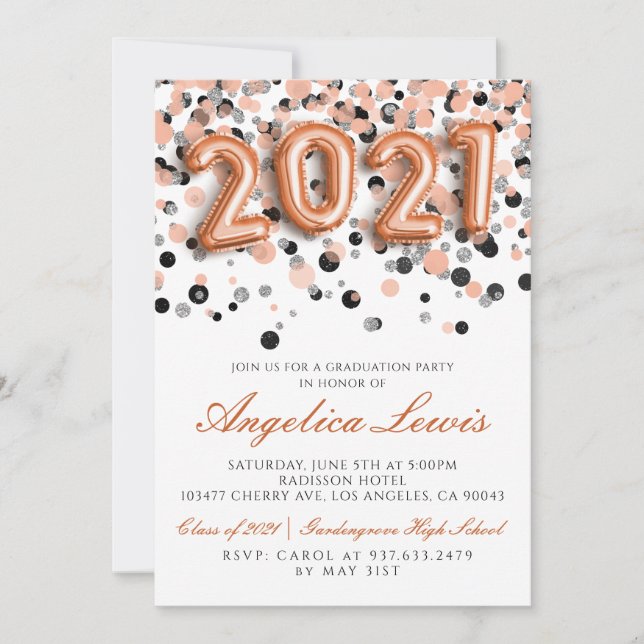 Catégorie de 2021 Graduation Party Invitation (Devant)
